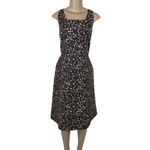 Ann Taylor Floral Print Sleeveless A-Line Dress Size 6 Square Neck Office Career